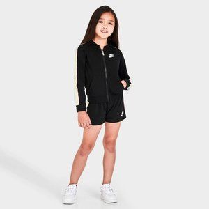 Nike Tape Jacket Shorts Set 36J365-023 Black Rainbow Little Girls